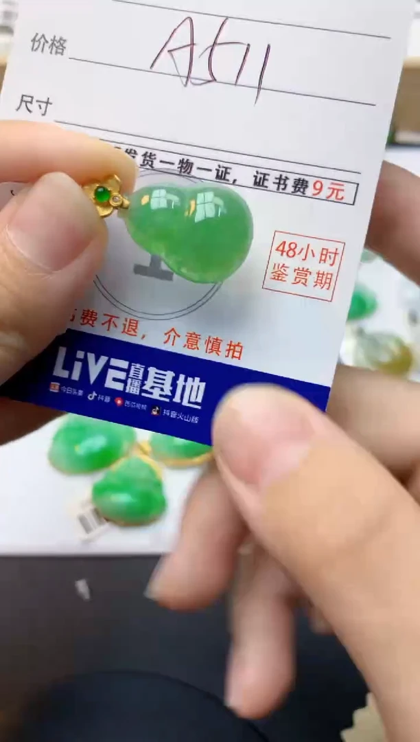 颈饰18K金镶嵌翡翠天然缅甸A货翡翠百元以上9元证书费自理