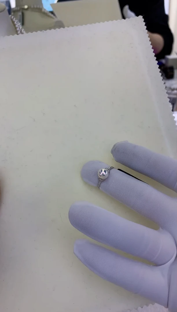 银S925镶嵌饰品海水珍珠设计款戒指