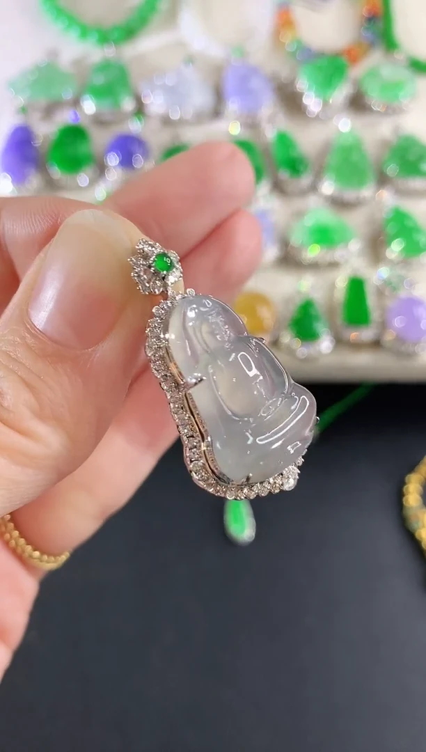 吊坠(不含链)18K金镶嵌翡翠157|