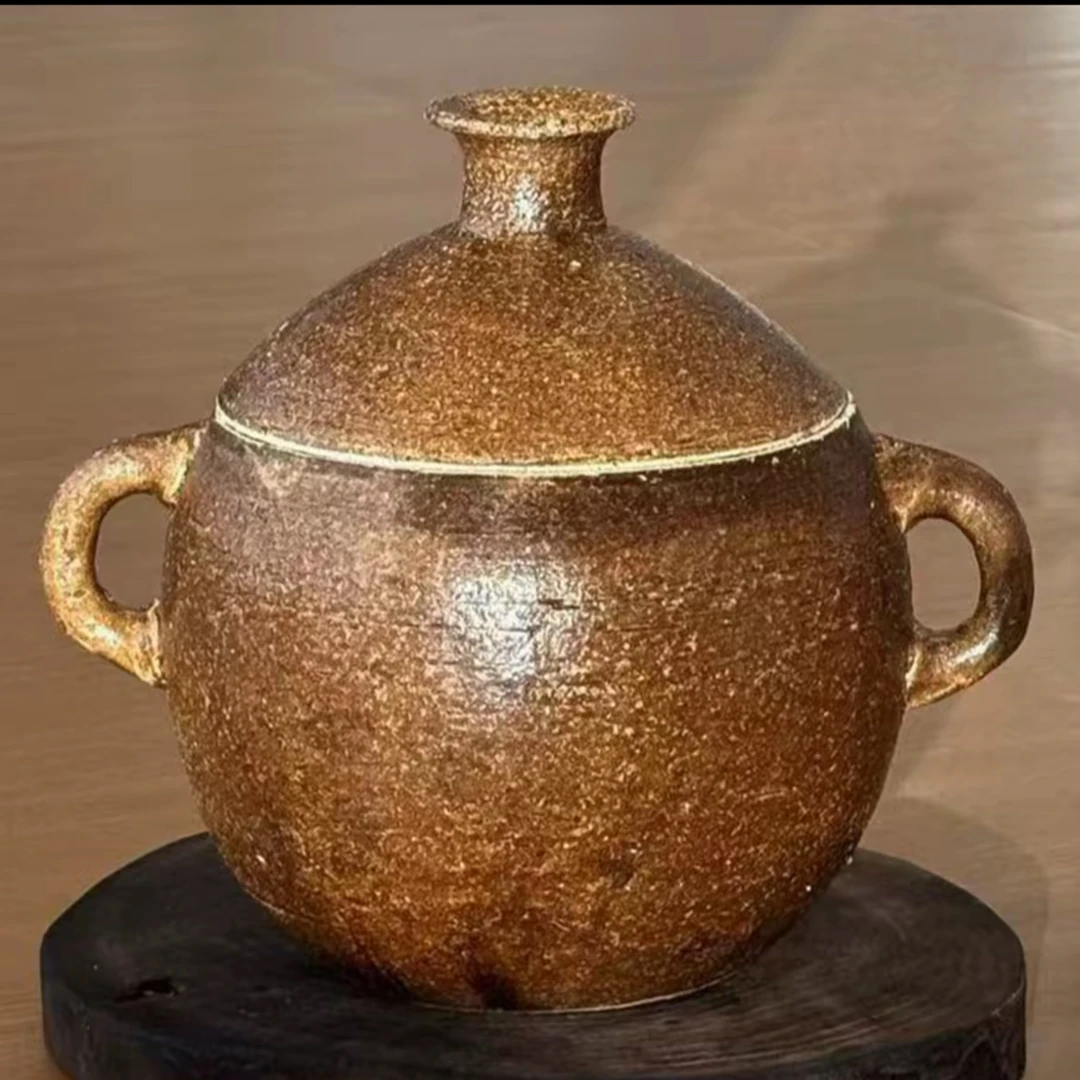纯手工拉胚粗陶砂锅3L石榴瓶炖肉煲汤电陶炉明火可用