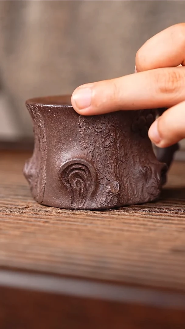 茶壶紫砂和**尘底槽青全手松桩杯