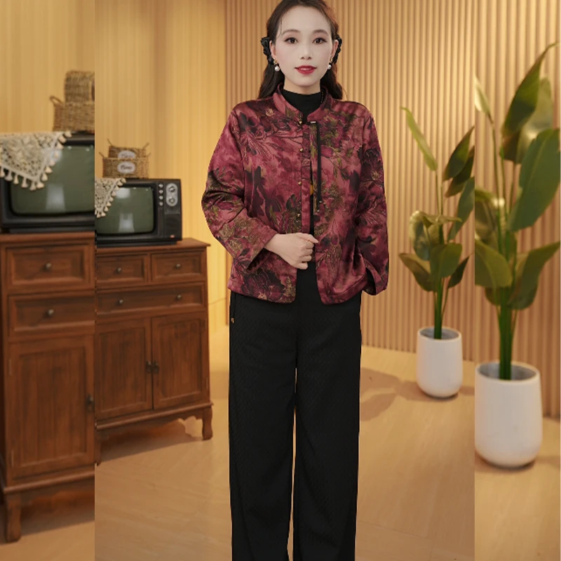 【梦秋】2025新款妈妈装德绒中式外套百搭显瘦中年女国风春季上衣