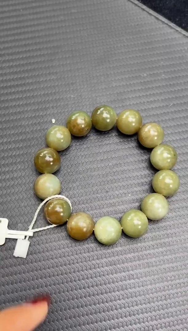 未镶嵌手串和田玉若羌微色差青黄口卡14手串