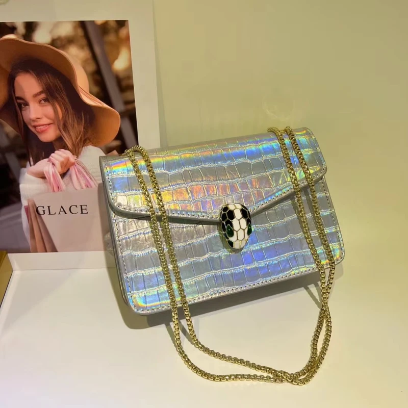 『高端玩家』J-6143-银色 新款休闲百搭经典腋下斜跨女包