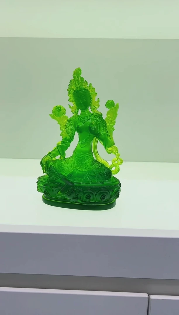 【闪购商品】泥塑古法琉璃10公分绿度母摆件