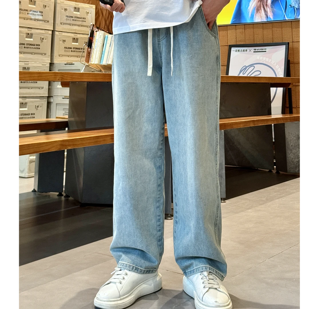 【梵西先生】秋冬季牛仔宽松复古垂感直筒裤男士