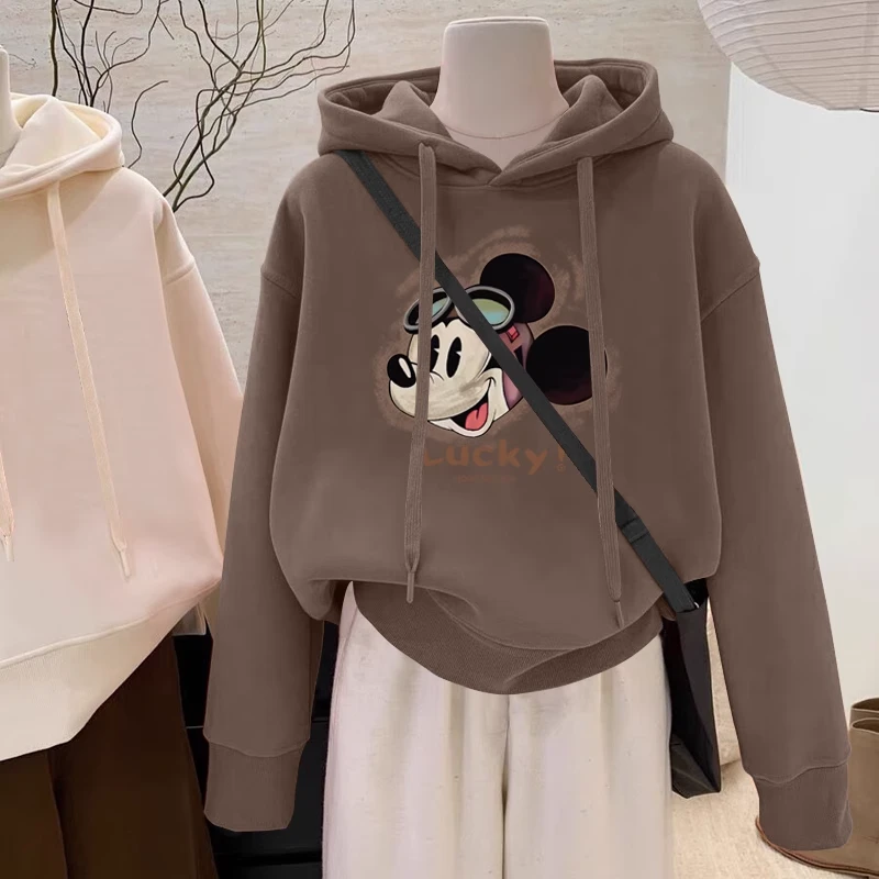 设计感小众秋冬新款2025加绒加厚套头连帽卫衣女短款宽松韩版外套