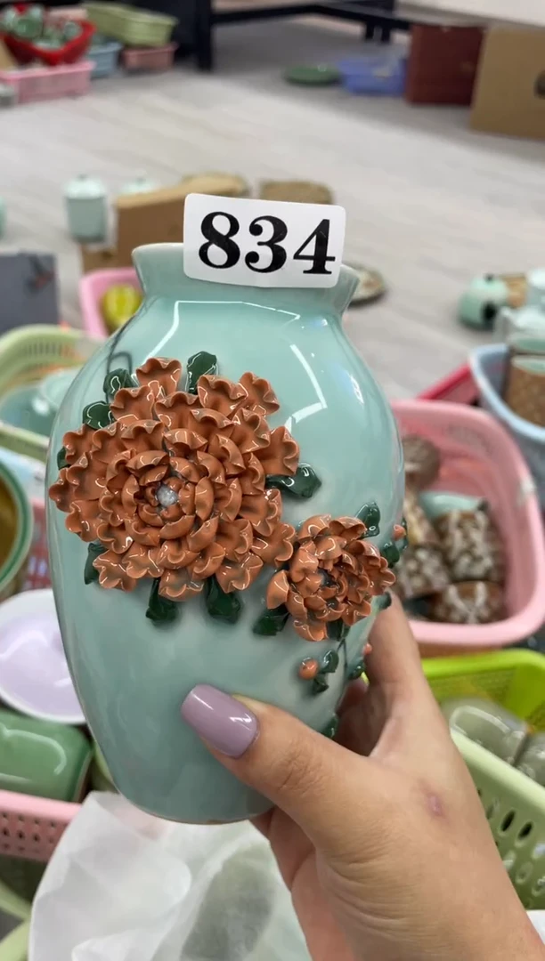 瓷手工捏花  慧仙青瓷 龙泉青瓷大促