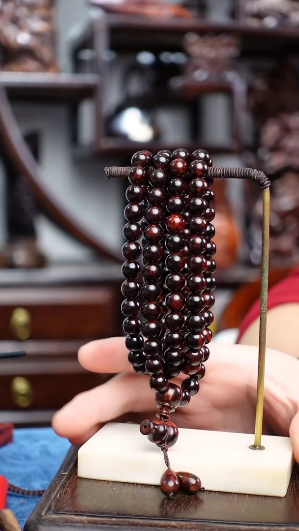 木本降真香红降花梨公0.8x108黑金芝麻点手串46g