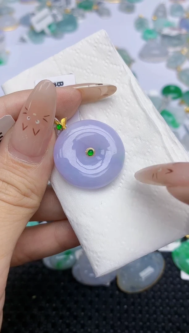 翡翠18K金镶嵌颈饰347   天然翡翠A货