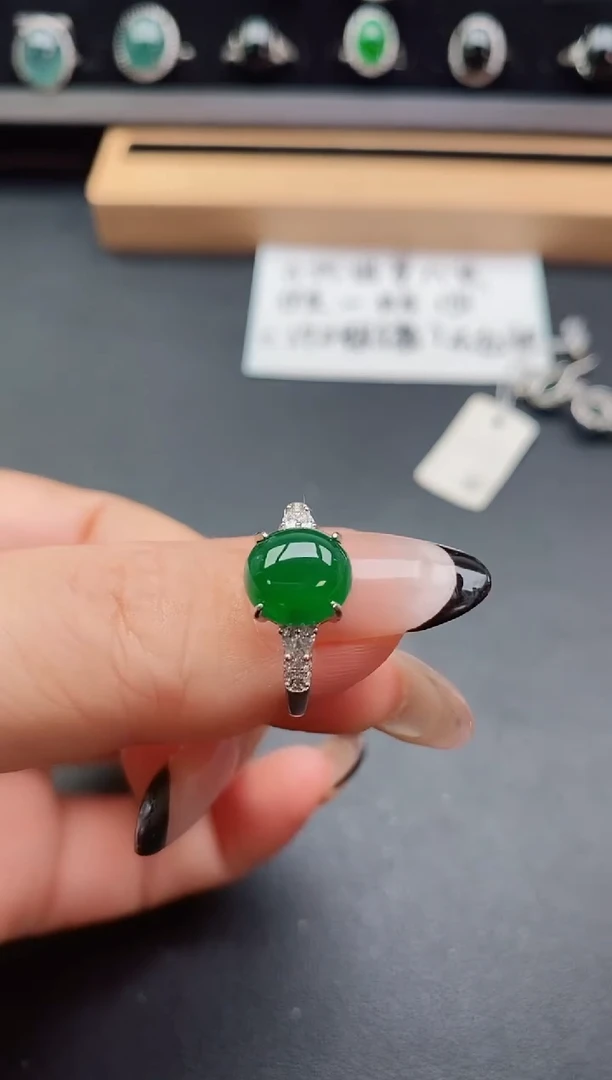 银S925镶嵌戒指翡翠50850