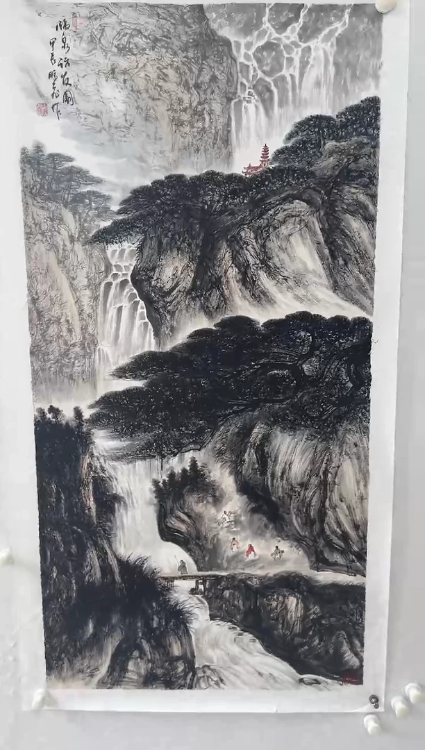 国画尚鹏飞山水8平尺111111