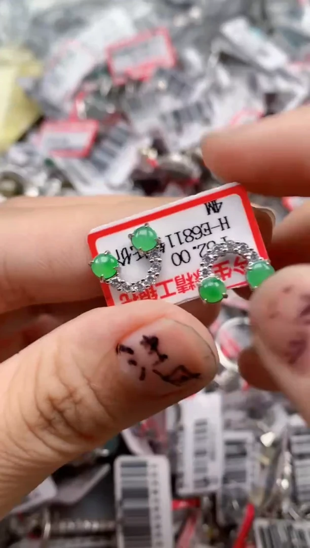 银S925镶嵌戒指翡翠天然A货缅甸翡翠