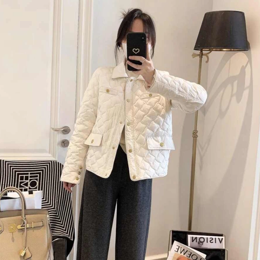 A172棉服棉衣女短款单排扣显瘦时尚女装宽松菱格网红韩版气质