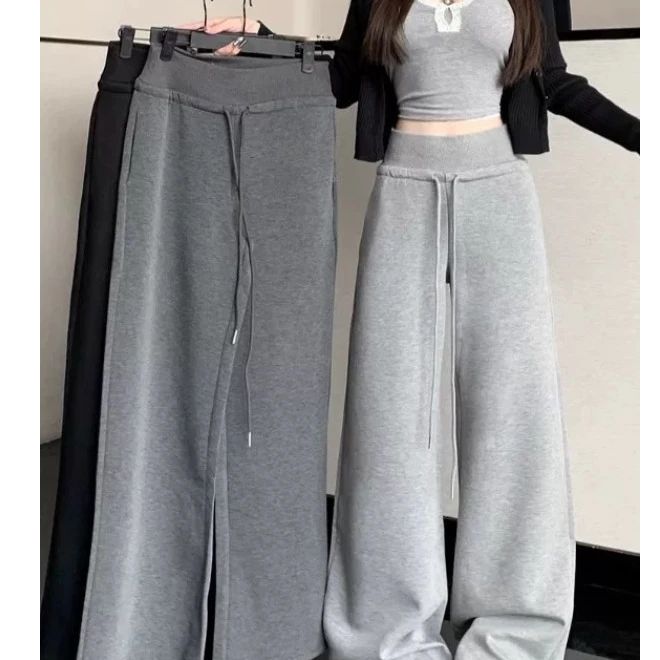 T•X 【休闲阳光】松紧腰阔腿休闲运动卫裤宽松抽绳百搭显瘦休闲裤