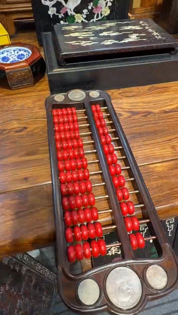 木收藏级 红算盘 檀木框链接