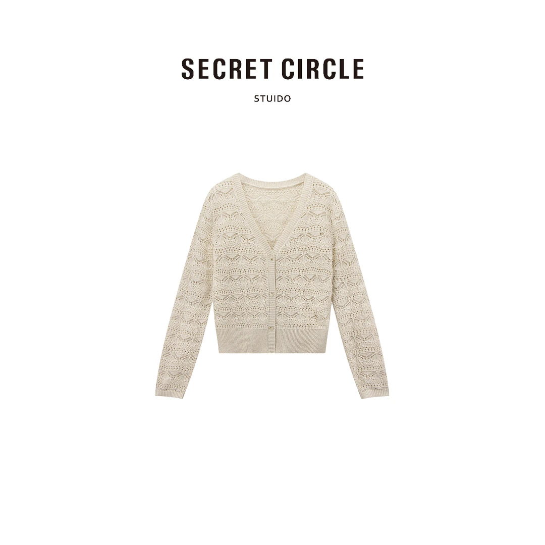 SECRET CIRCLE·秘社 镂空针织衫长袖单排扣上衣B0733