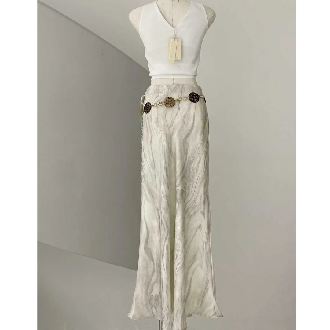 (慢慢壹店)2025年夏季新款高级极简小众晕染长裙7717-1