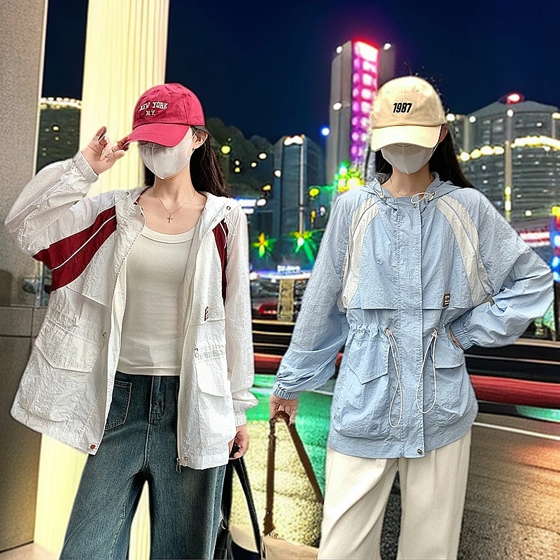 大码防晒女夏季薄款韩版中长款风衣宽松显瘦户外透气外套防晒服女