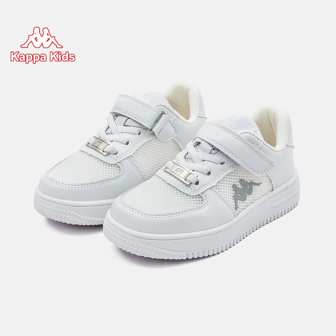 Kappa Kids低帮透气儿童板鞋魔术贴男女童小白鞋潮KAKKW231007