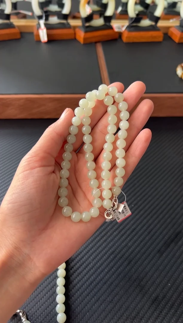 和田玉未镶嵌项链且末微色差近矿卡8妈妈链