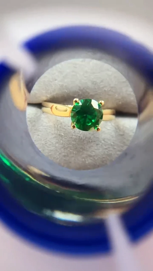 主播定制链接 绿色圆形戒指2ct 定制圈口