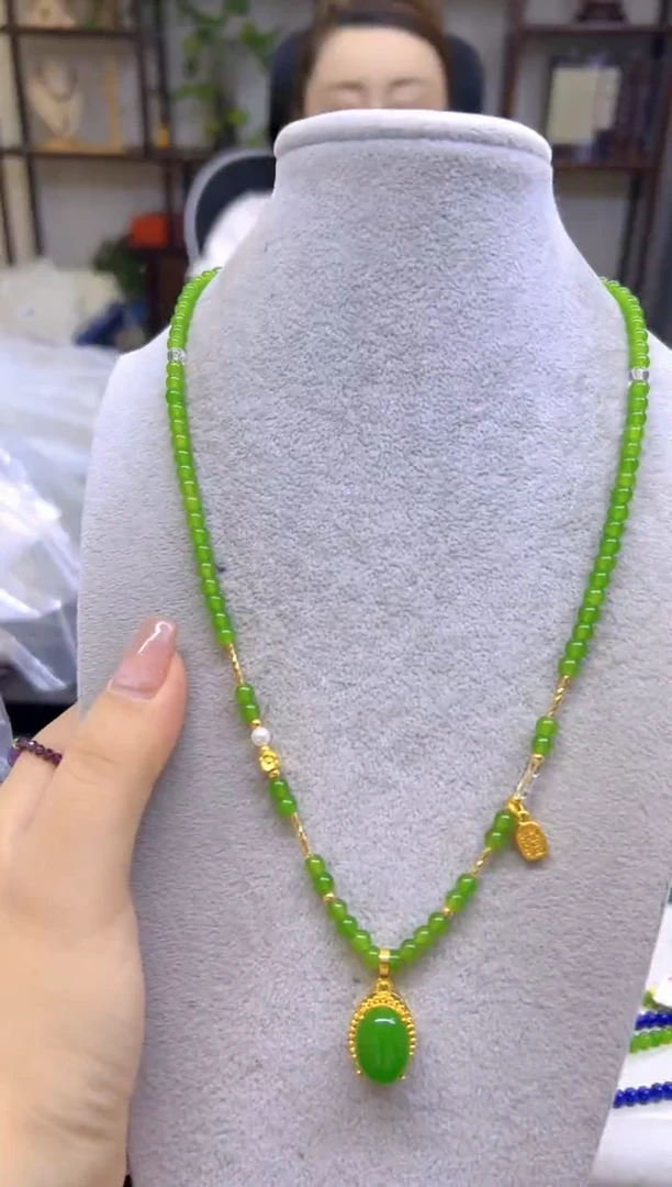 和田玉（碧玉）未镶嵌颈饰DIY款X700