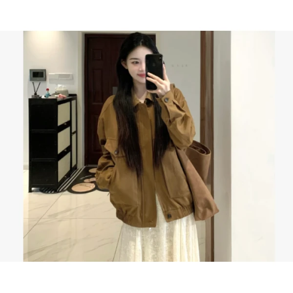 美式复古外套早秋女装2025新款高级感宽松休闲短款夹克上衣