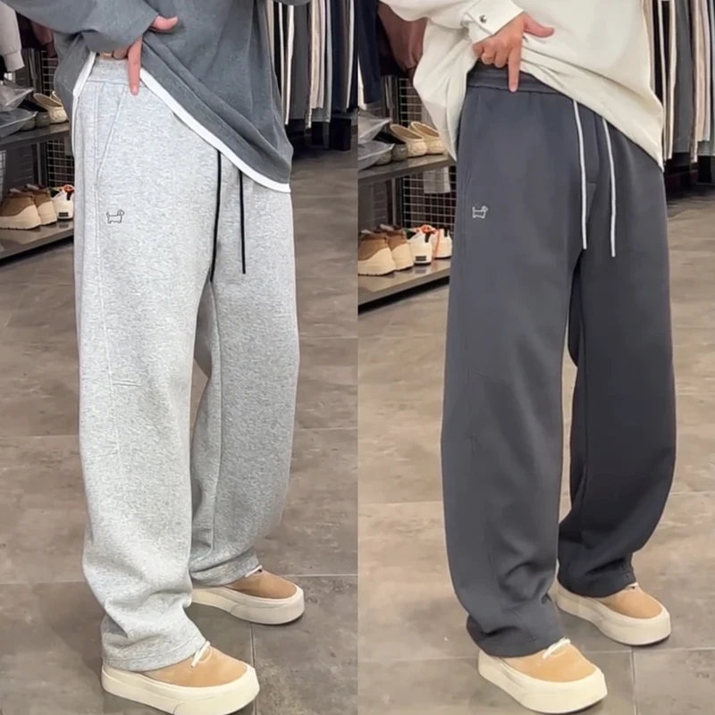 秋季新款潮牌腊肠狗户外直筒裤男高档简约时尚宽松百搭休闲卫裤