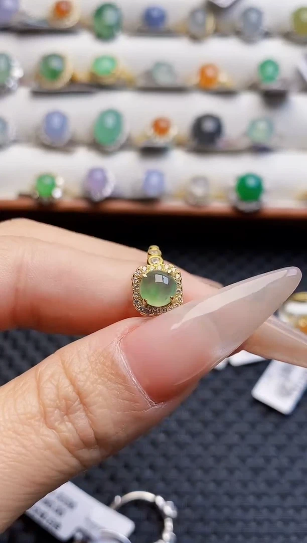 银S925镶嵌戒指翡翠6277