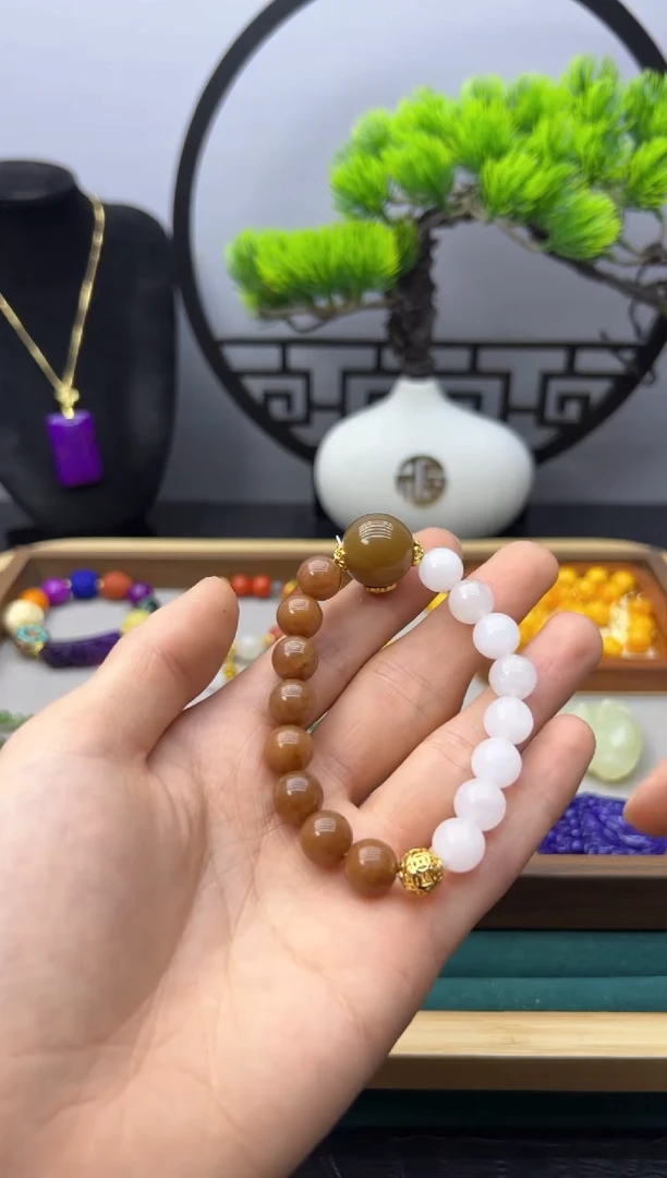 【闪购商品】和田玉手链14K金镶嵌S401