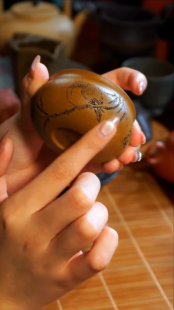 茶杯紫砂南柯记手刻主人杯