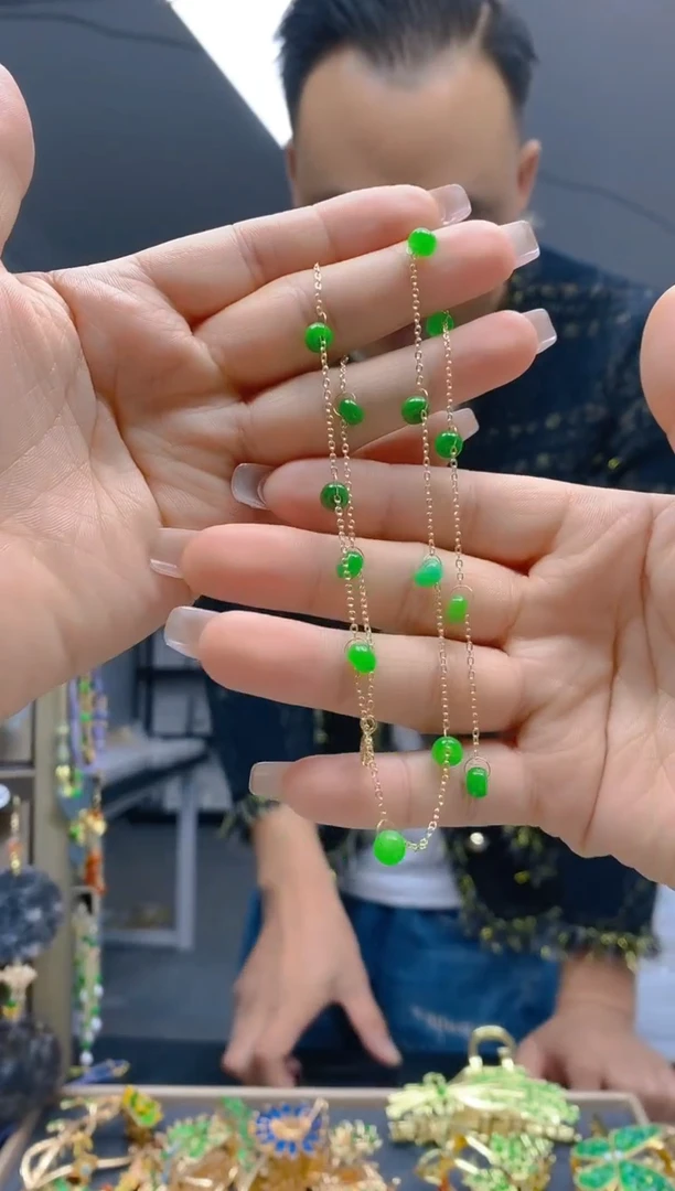 【闪购商品】翡翠耳饰合金95翡翠锁骨链