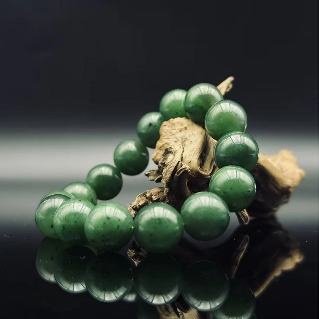 和田玉碧玉圆珠手串（14mm）2300