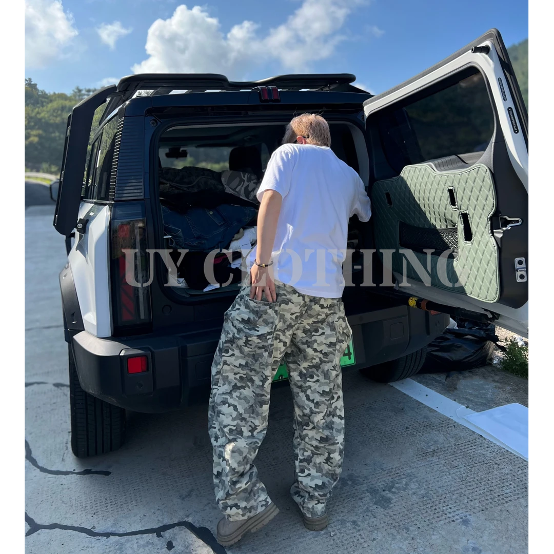 UY-小众设计师款重磅迷彩加厚做旧弯刀裤工装裤复古休闲长裤167