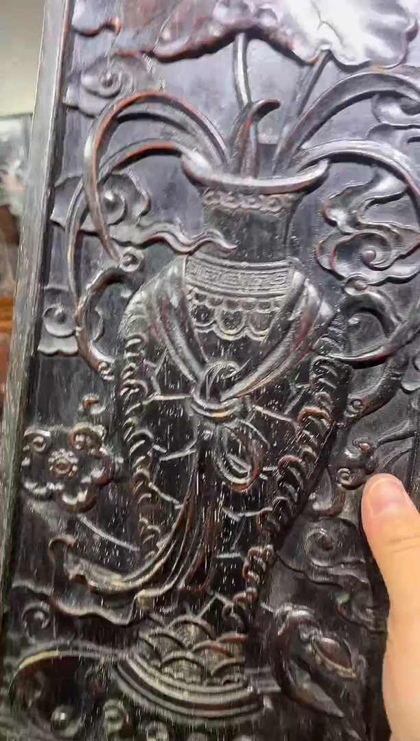 木紫檀雕刻博古雕刻板