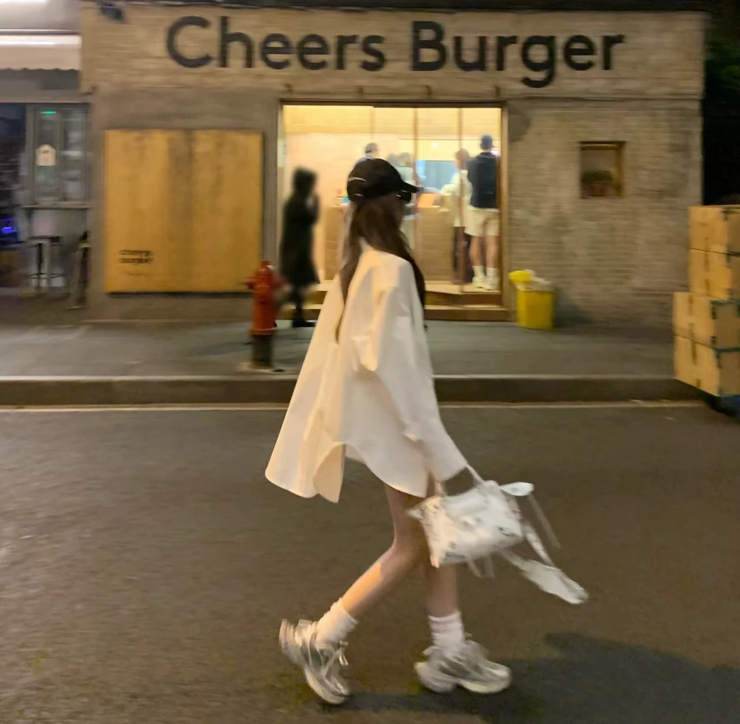 XIAOJIA 2025新品宽松刺绣织带轻奢衬衫