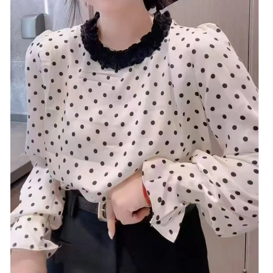 依都俪歌*52104重工雪纺波点打底衫