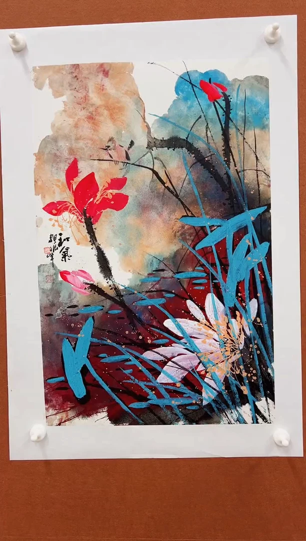 国画李文峰2.7平尺荷花