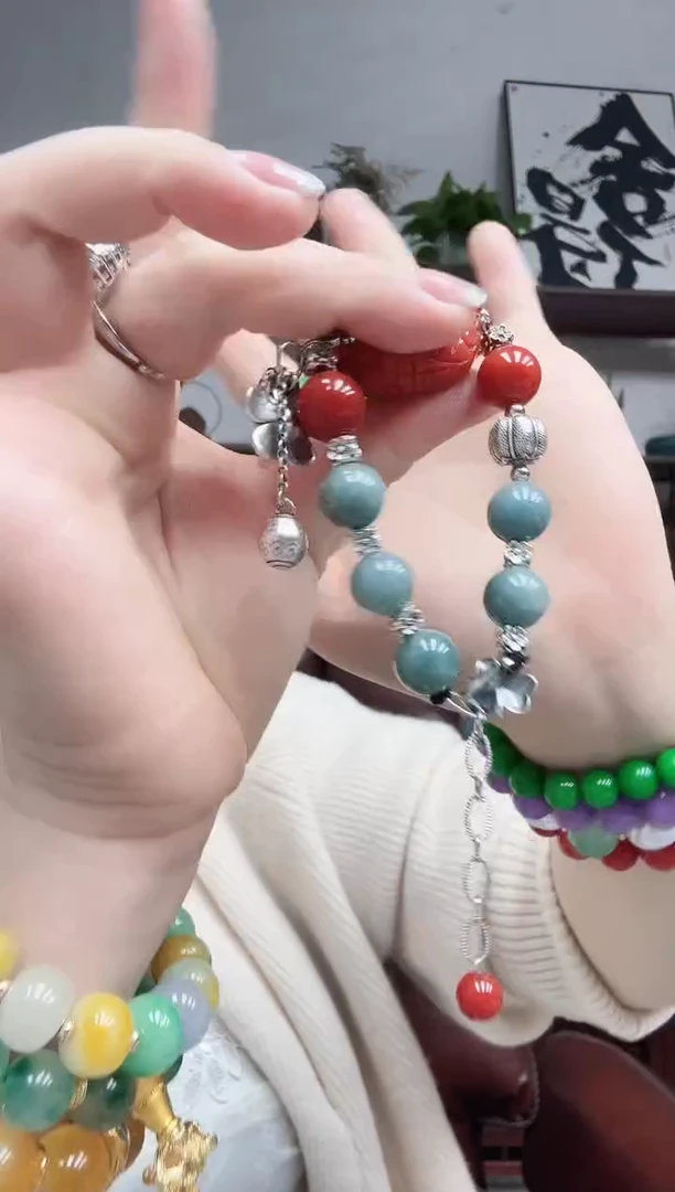 银S925镶嵌手链翡翠590编号手串