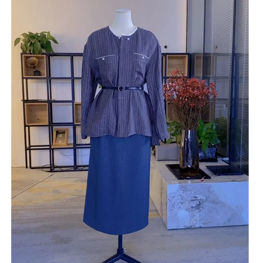 【Minority Focus】高定设计师款汉麻条纹衬衫24-0422-KQ