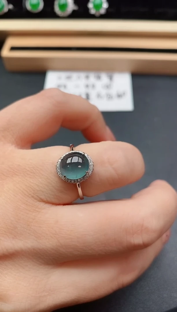 翡翠戒指银S925镶嵌1