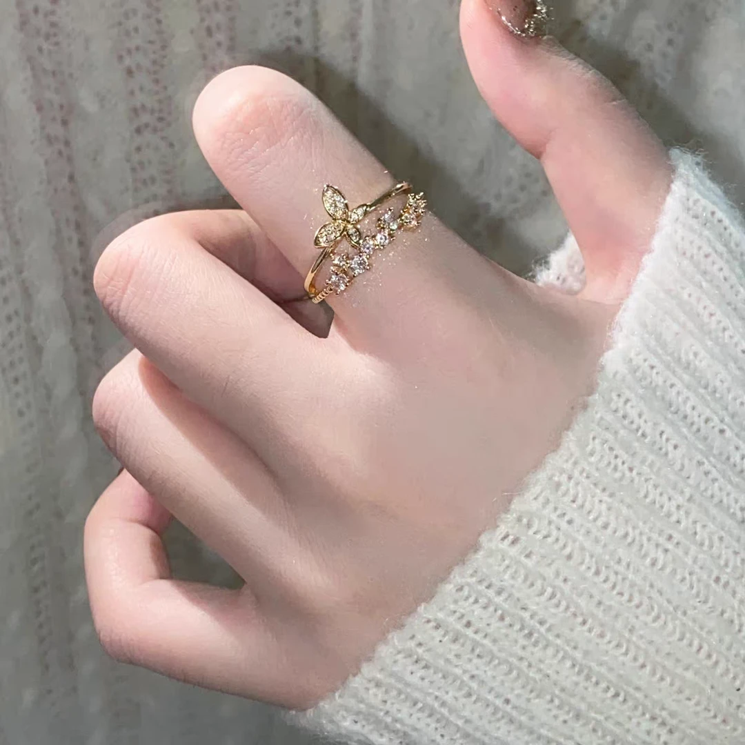 合金锆石戒指 ELYSIUM 轻奢时尚气质百搭戒指（6007）