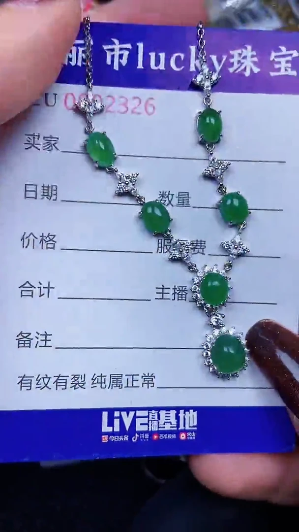 颈饰银S925镶嵌翡翠2326