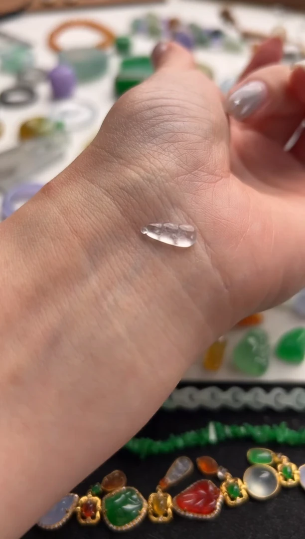 定制翡翠未镶嵌白玻璃冰豆280
