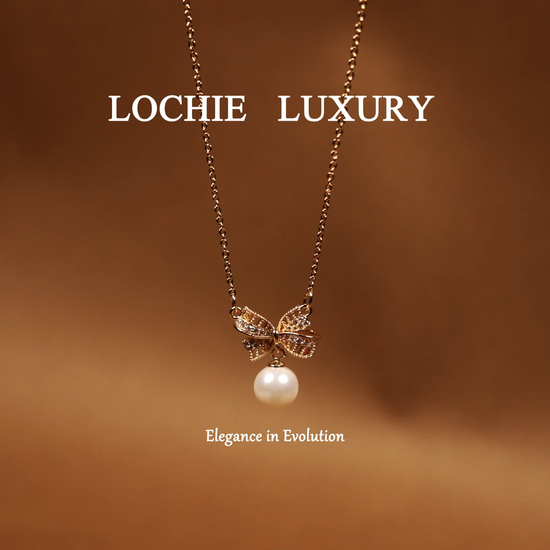 铜项链 【楚楚可人】 L320新中式风时尚小众气质蝴蝶结珍珠吊坠项链