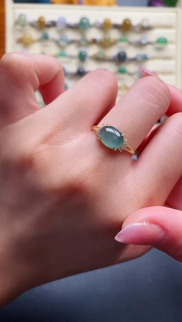 银S925镶嵌戒指翡翠666666+7