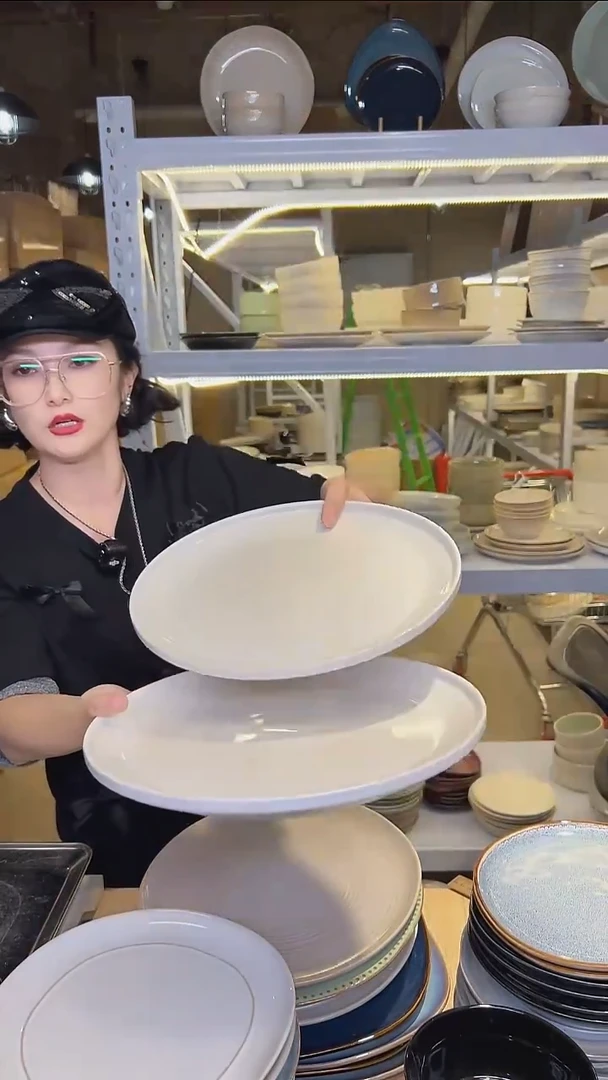 瓷95（十寸盘）外贸尾货高温釉下彩陶瓷餐具默认微瑕