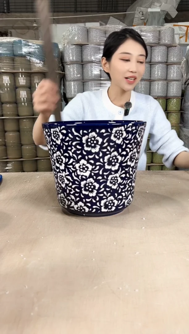 【闪购商品】陶瓷收腰蓝白花大号25x22