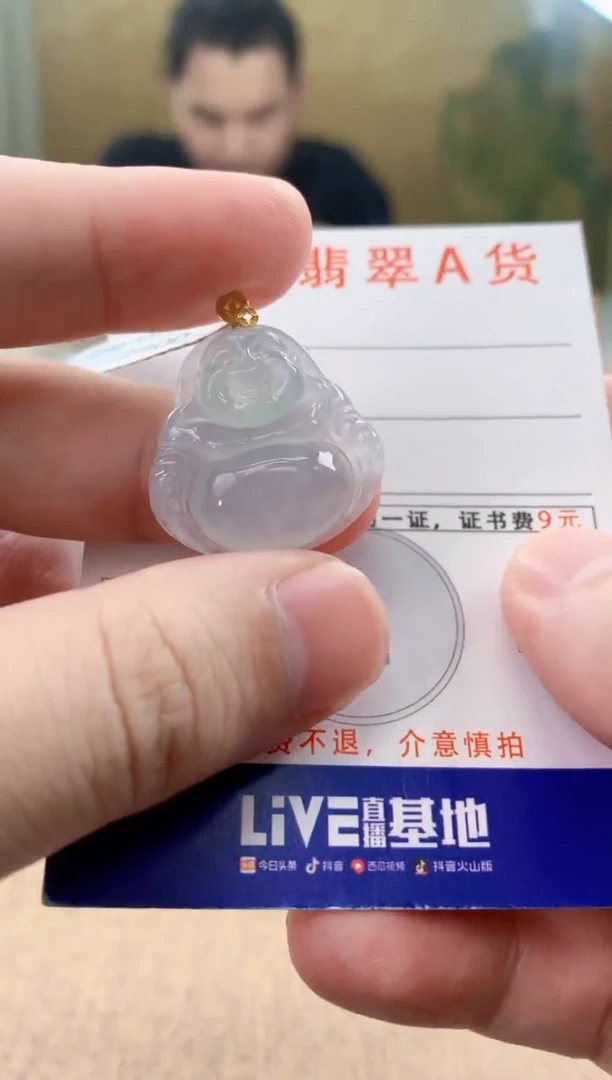 颈饰18K金镶嵌翡翠天然A货翡翠挂件